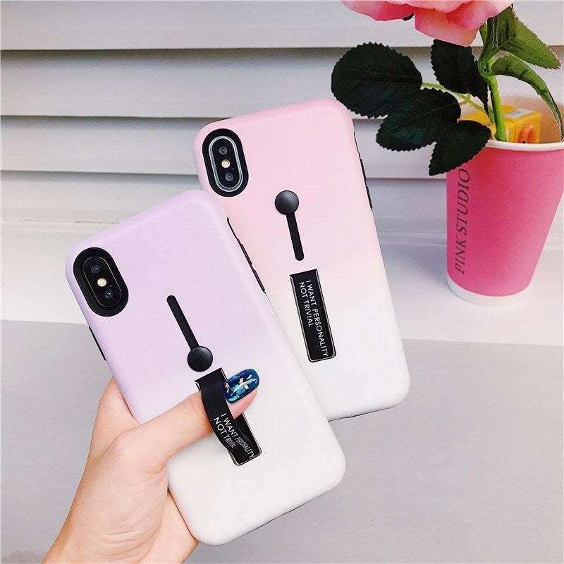 Compatible WithHide Ring Stand Case ForX 8 Plus Candy Double Color Phone Cases For 7 6 6s Plus TPU - ALLURA MARKET LIMITED