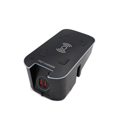 15W wireless car battery charger with dual USB ports and fast charge feature designed for Volvo XC60 XC90 V90 S90 models