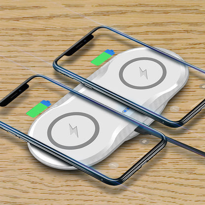 Compatible with Apple, Double Chargeur Sans Fil Qi 10W, Pour Iphone 11 Xs Xr X 8 Airpods Pro, Double Station De Charge Rapide 10W Pour Samsung S10 S20 - ALLURA MARKET LIMITED