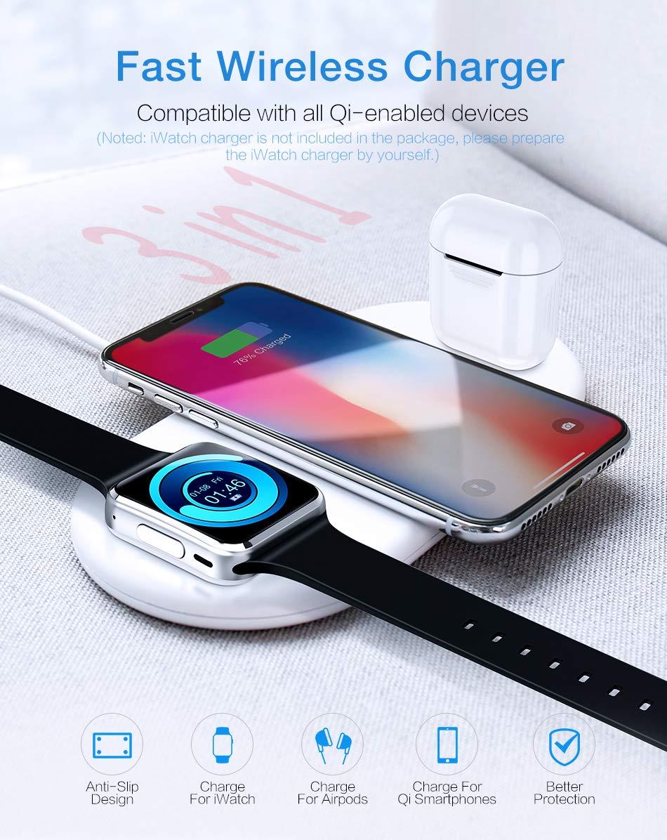Compatible with Compatible with Wireless charger dual charge 5v2a for  mobile  watch headset three-in-one charging - ALLURA MARKET LIMITED