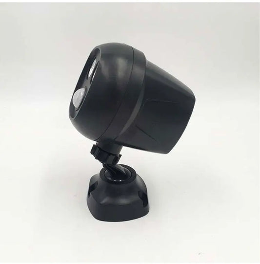 Black adjustable LED sports light with motion sensor and sturdy base for outdoor security lighting use