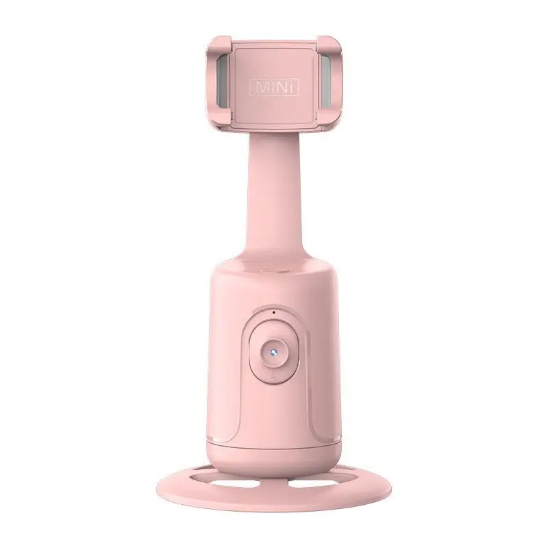 Pink 360 Auto Face Tracking AI Smart Gimbal phone holder with joystick control and minimalist base design