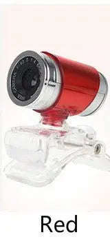 Red 480P HD camera with transparent clip-on mount and compact cylindrical design for versatile use