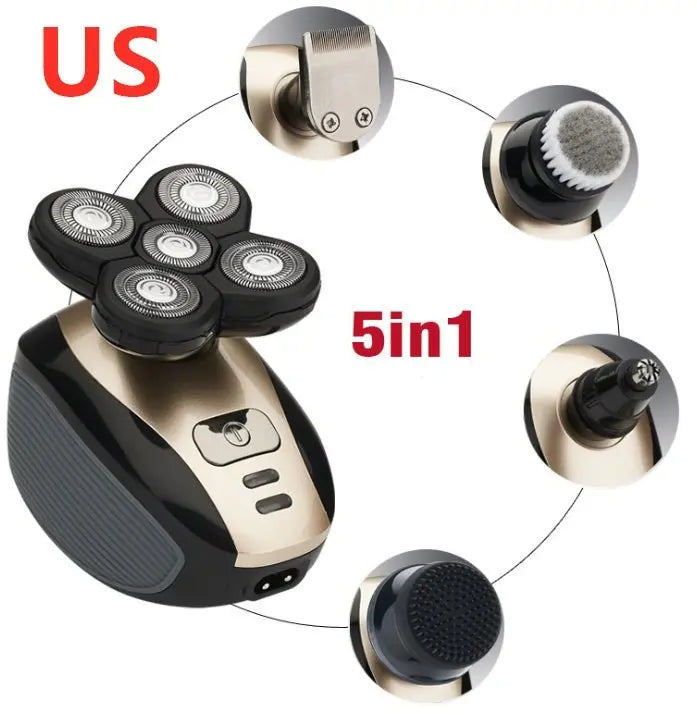 5 in 1 multifunctional electric shaver for men with five interchangeable heads including razor and nose hair trimmer attachments