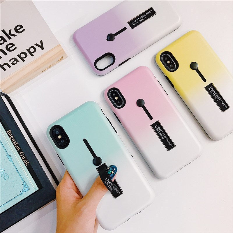 Compatible WithHide Ring Stand Case ForX 8 Plus Candy Double Color Phone Cases For 7 6 6s Plus TPU - ALLURA MARKET LIMITED