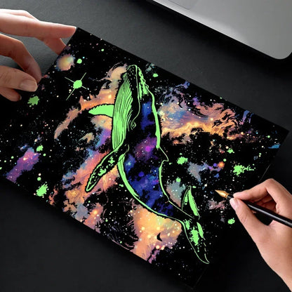 4Pcs/Set DIY Hand Drawn Luminous Painting Glow Scratch Painting Colorful Painting Creative Draw Pictures Educational Toys Gift