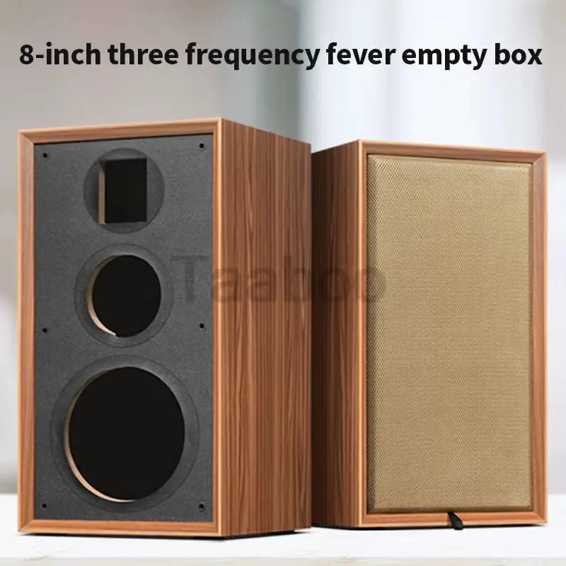8-inch three-way labyrinth wooden bookshelf speaker empty box with removable beige fabric cover for DIY audio