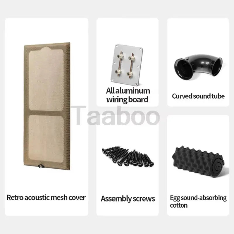 Retro acoustic mesh cover, aluminum wiring board, curved sound tube, assembly screws, and egg sound-absorbing cotton parts kit