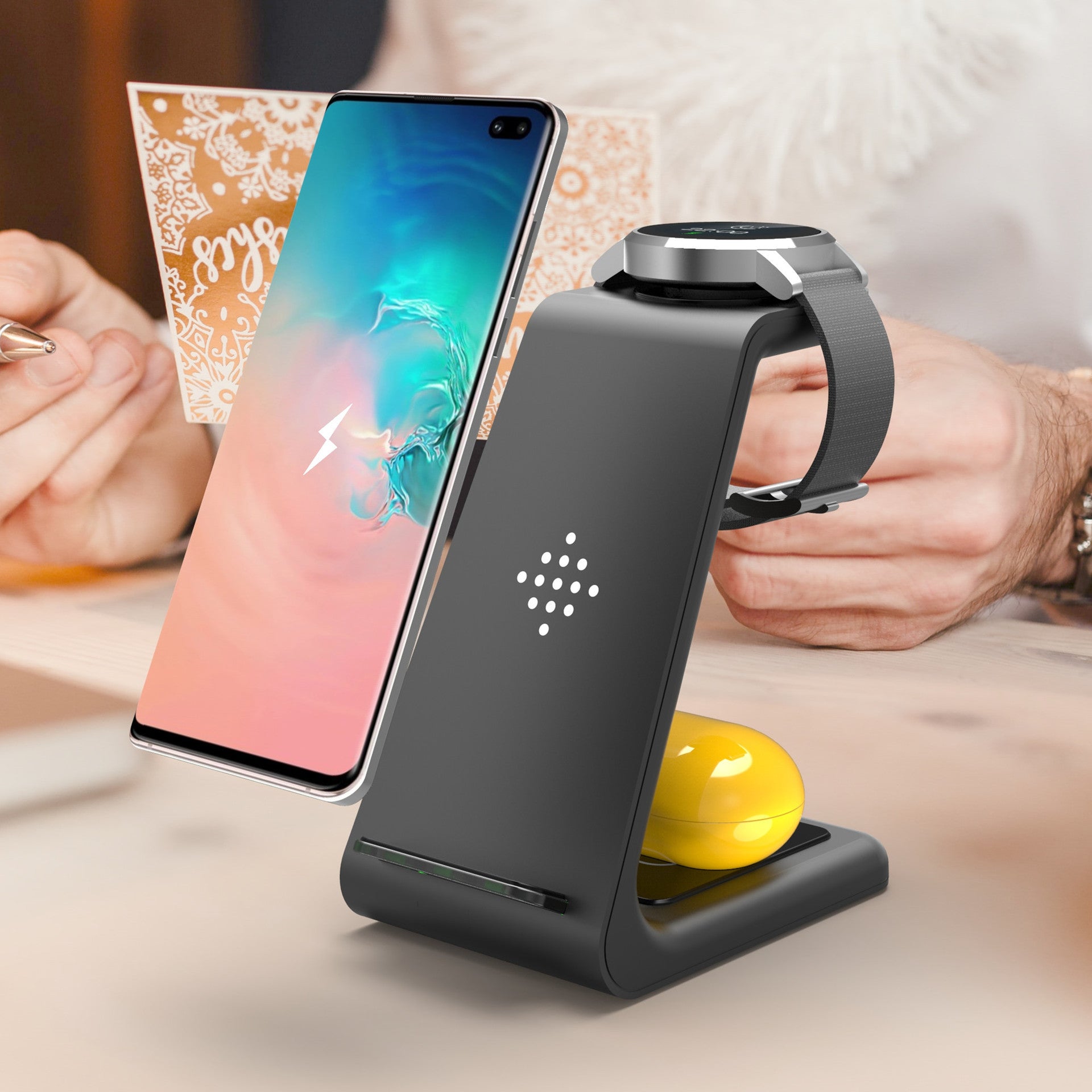 3 In 1 Fast Charging Station Wireless Charger Stand Wireless Quick Charge Dock For Phone Holder - ALLURA MARKET LIMITED