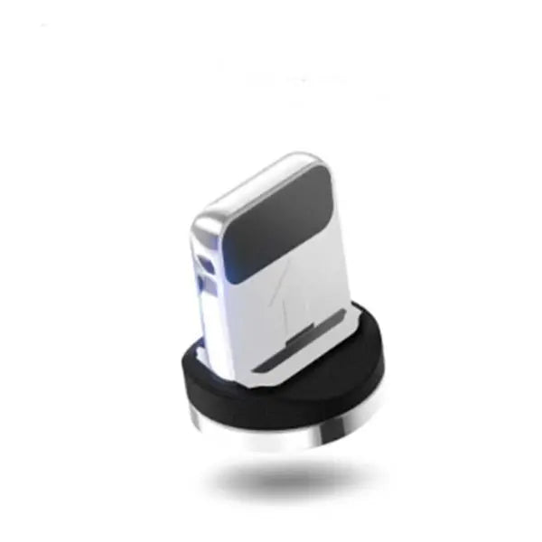 Close-up of white and black magnetic connector tip for Flowing Light Magnetic Streamer Data Line Cable compatible with Apple devices