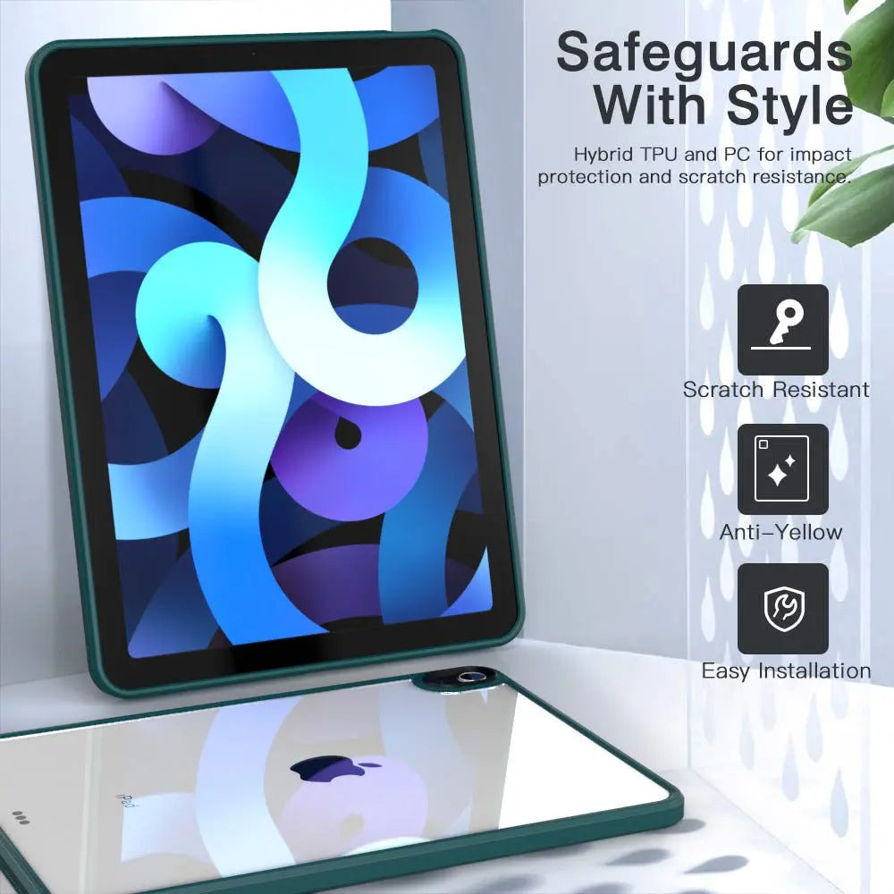 Transparent acrylic case for iPad Air4 2020 with hybrid TPU and PC for impact and scratch protection