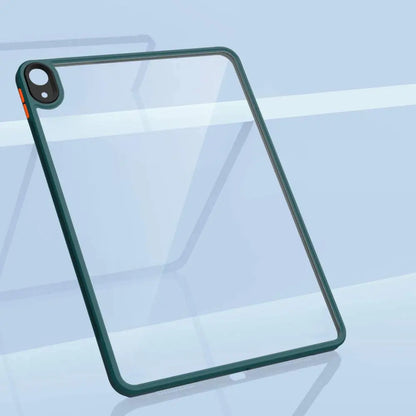 Transparent acrylic protective case for Apple iPad Air4 2020 with green edges and camera cutout detail