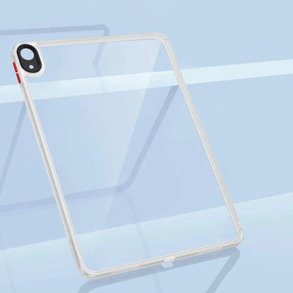 Transparent acrylic case for Apple iPad Air4 2020 model with camera and button cutouts in clear design