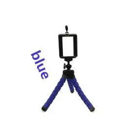 Mini flexible sponge octopus tripod stand holder in blue for smartphones and GoPro cameras with adjustable phone mount