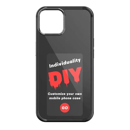 Black E-ink screen phone case with customizable DIY text and instruction to personalize mobile phone cover