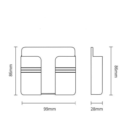 Line drawing of Mobile Phone Charging Storage Rack with dimensions 99mm width, 86mm height, and 28mm depth side view