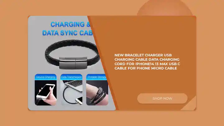 New Bracelet Charger USB Charging Cable Data Charging Cord For IPhone14 13 Max USB C Cable For Phone Micro Cable by@Outfy