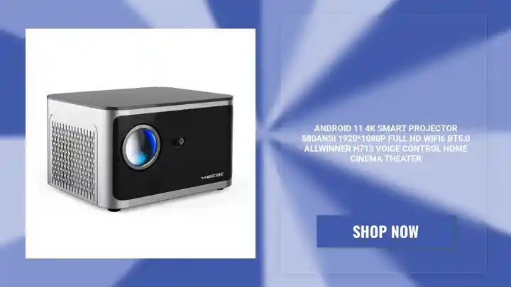 Android 11 4K Smart Projector 580ANSI 1920*1080P Full HD Wifi6 BT5.0 Allwinner H713 Voice Control Home Cinema Theater by@Outfy