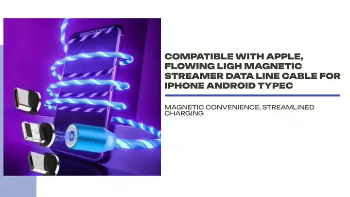 Compatible with Apple, Flowing Ligh Magnetic Streamer Data Line Cable for Iphone Android Typec by@Outfy