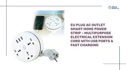 EU Plug AC Outlet Smart Home Power Strip &ndash; Multipurpose Electrical Extension Cord with USB Ports &amp; Fast Charging by@Outfy