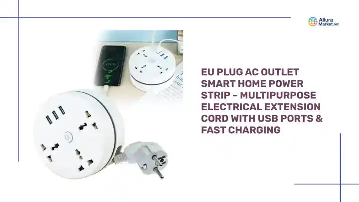 EU Plug AC Outlet Smart Home Power Strip &ndash; Multipurpose Electrical Extension Cord with USB Ports &amp; Fast Charging by@Outfy
