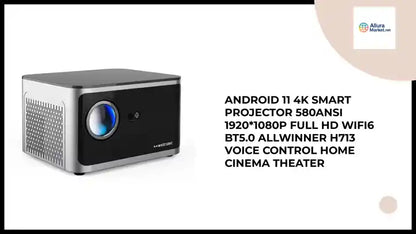 Android 11 4K Smart Projector 580ANSI 1920*1080P Full HD Wifi6 BT5.0 Allwinner H713 Voice Control Home Cinema Theater by@Outfy