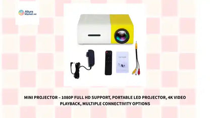 Mini Projector &ndash; 1080P Full HD Support, Portable LED Projector, 4K Video Playback, Multiple Connectivity Options by@Outfy
