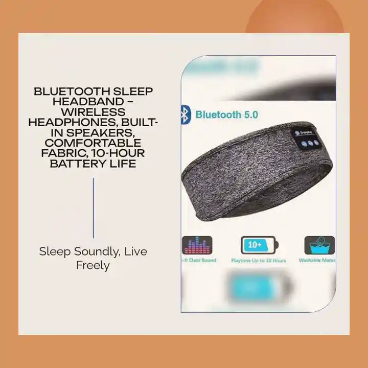 Bluetooth Sleep Headband &ndash; Wireless Headphones, Built-In Speakers, Comfortable Fabric, 10-Hour Battery Life by@Outfy