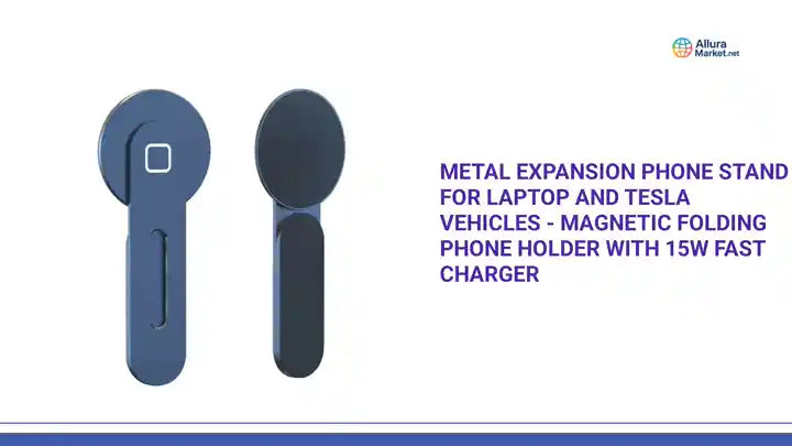 Metal Expansion Phone Stand for Laptop and Tesla Vehicles - Magnetic Folding Phone Holder with 15W Fast Charger by@Outfy