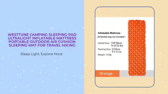 WESTTUNE Camping Sleeping Pad Ultralight Inflatable Mattress Portable Outdoor Air Cushion Sleeping Mat for Travel Hiking by@Outfy