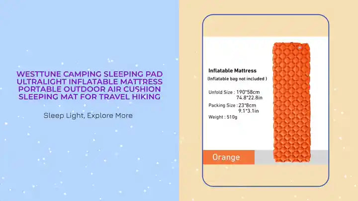 WESTTUNE Camping Sleeping Pad Ultralight Inflatable Mattress Portable Outdoor Air Cushion Sleeping Mat for Travel Hiking by@Outfy