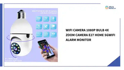 WiFi CAMERA 1080P Bulb 4X Zoom Camera E27 Home 5GWiFi Alarm Monitor by@Outfy