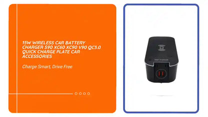 15W Wireless Car Battery Charger S90 Xc60 Xc90 V90 Qc3.0 Quick Charge Plate Car Accessories by@Outfy