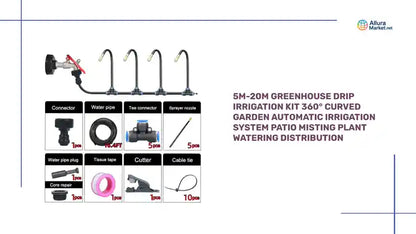 5M-20M Greenhouse Drip Irrigation Kit 360&deg; Curved Garden Automatic Irrigation System Patio Misting Plant Watering Distribution by@Outfy