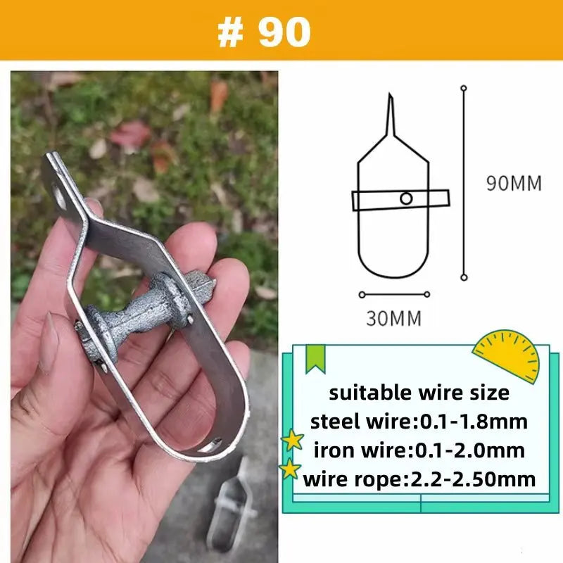 Handheld SLGP metal wire tensioner tightener tool with dimensions and suitable wire size specifications diagram
