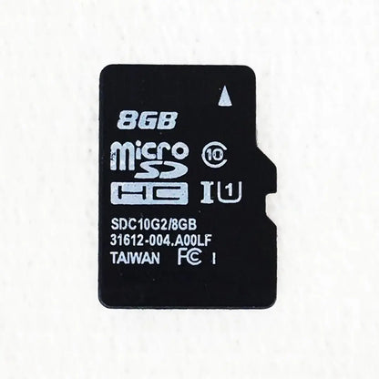 8GB microSD memory card with high-speed class 10 and UHS-I rating for video storage compatibility