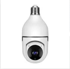White WiFi 1080P bulb camera with 4X zoom lens and E27 base for home security and 5G WiFi monitoring