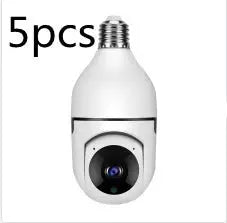 Set of 5 white WiFi 1080P bulb cameras with E27 base and 4X zoom for home 5G WiFi alarm monitoring