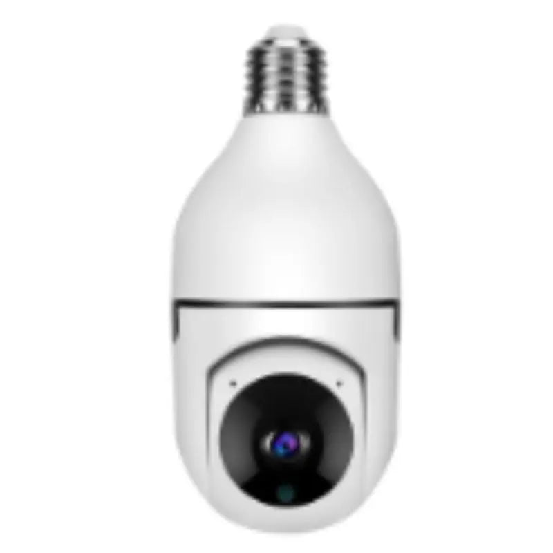 White WiFi 1080P bulb camera with 4X zoom lens and E27 screw base for home security monitoring