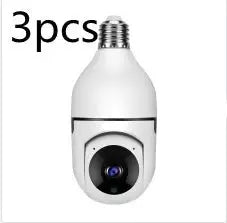 WiFi 1080P bulb camera with 4X zoom lens and E27 base for home security and 5G WiFi alarm monitoring set of three units