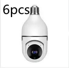 WiFi CAMERA 1080P bulb style security camera with 4X zoom, E27 base, and 5G WiFi for home monitoring, 6 pieces pack