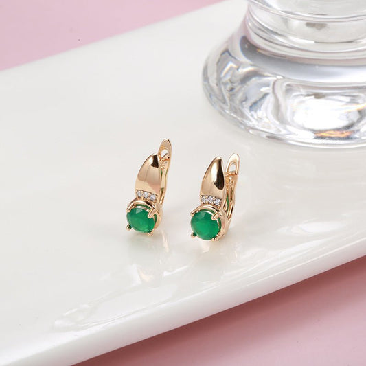 Women's Simple Emerald Green Zircon Earrings - ALLURA MARKET LIMITED
